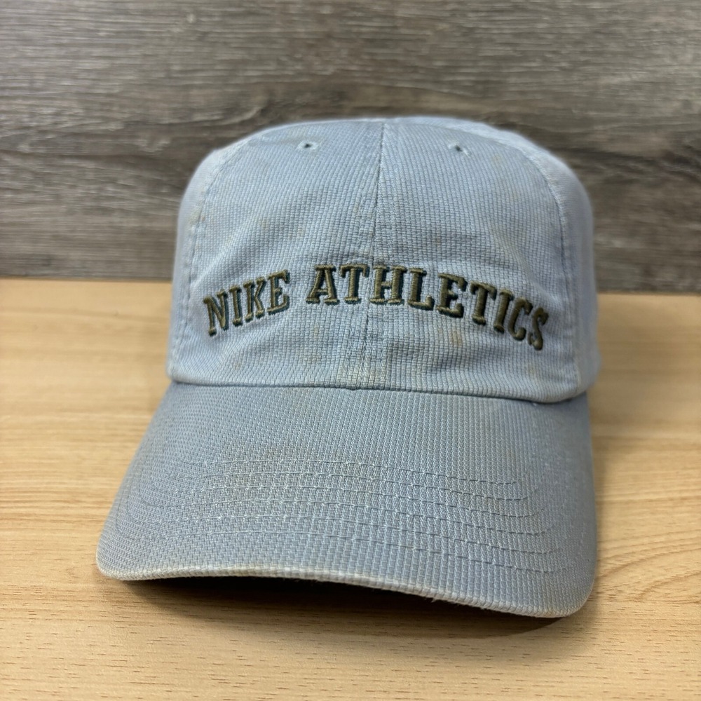 Vintage Nike Hat Cap Strap Back Blue Gray Logo Adjustable 90s
